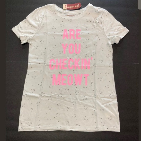 New Arizona Jean Juniors Cat Grey Graphic Tee - Picture 1 of 4